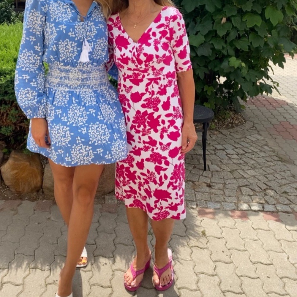 🌸 KAREN COLE PINK WHITE FLORAL SHORT SLEEVE DRESS!